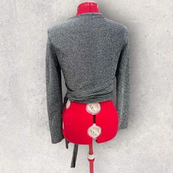 SHEIN large silver metallic wrap top EUC - Picture 2 of 4